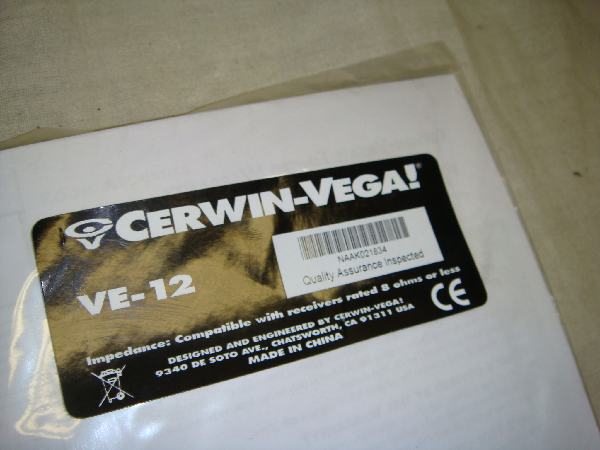 CERWIN VEGA VE 12 FULL DRIVER/CROSSOVER KIT   LOOK  